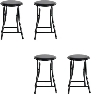 Homy Casa 18 Inch Portable Folding Camping Stool with Padded Seat, Lightweight & Compact Stool for Hiking, Fishing, and Outdoor Adventures, Black (Set of 4)