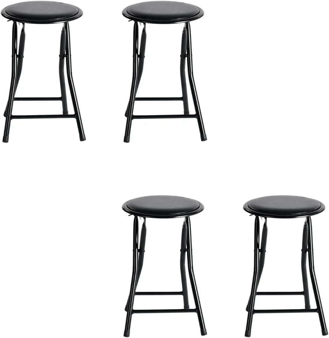 Homy Casa 18 Inch Portable Folding Camping Stool with Padded Seat, Lightweight & Compact Stool for Hiking, Fishing, and Outdoor Adventures, Black (Set of 4)