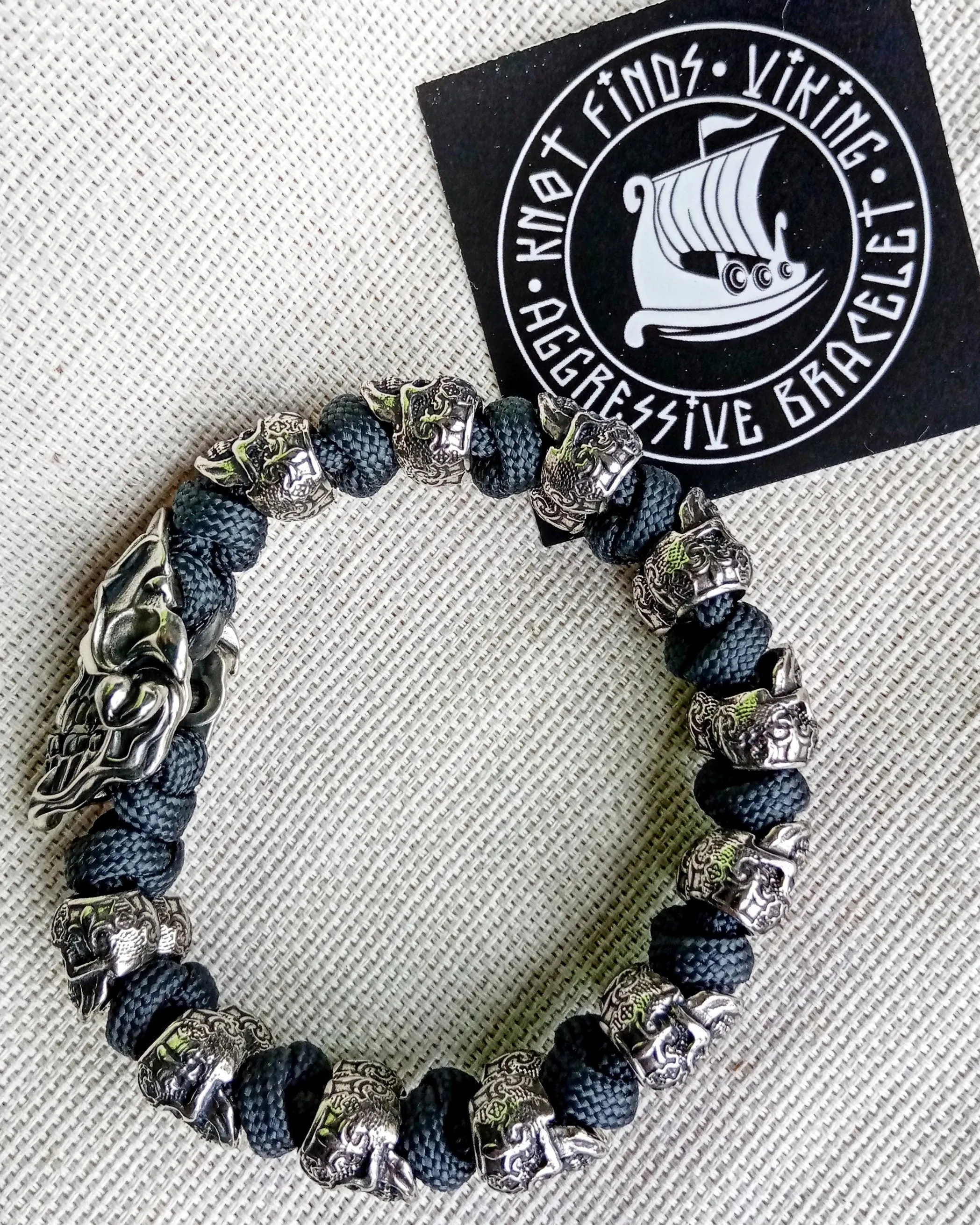 Horror skull paracord bracelet. Biker bangle. Best Halloween gift.
