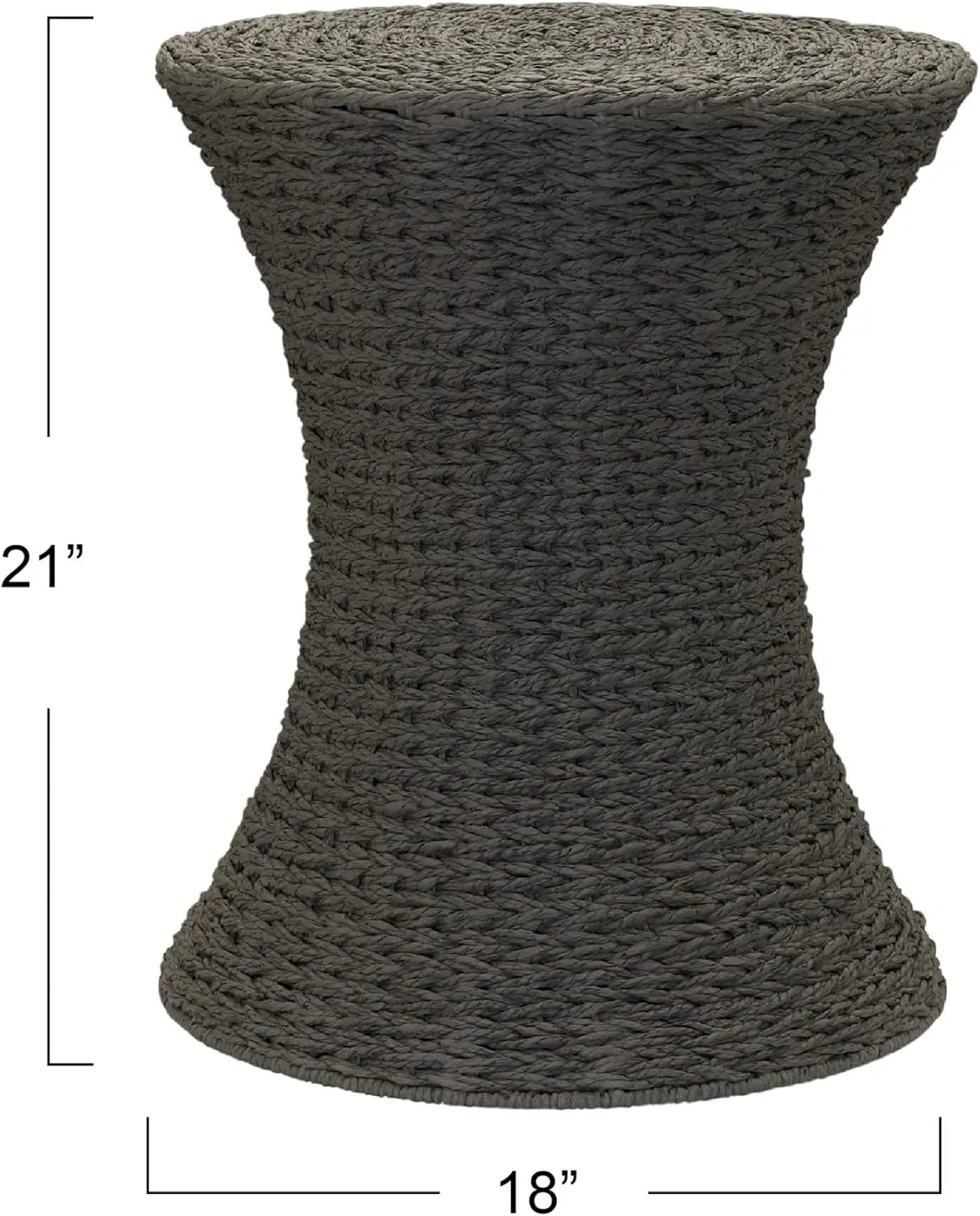 Household Essentials Handwoven Paper Rope Stool with Hourglass Shape, Gray