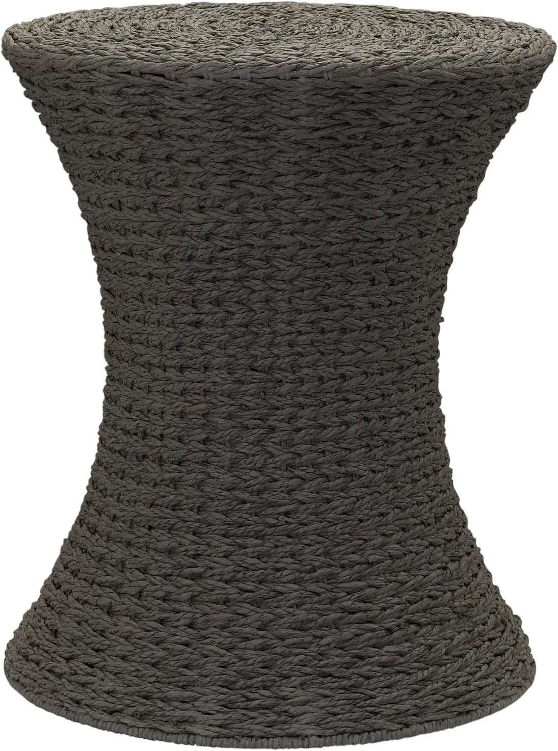 Household Essentials Handwoven Paper Rope Stool with Hourglass Shape, Gray