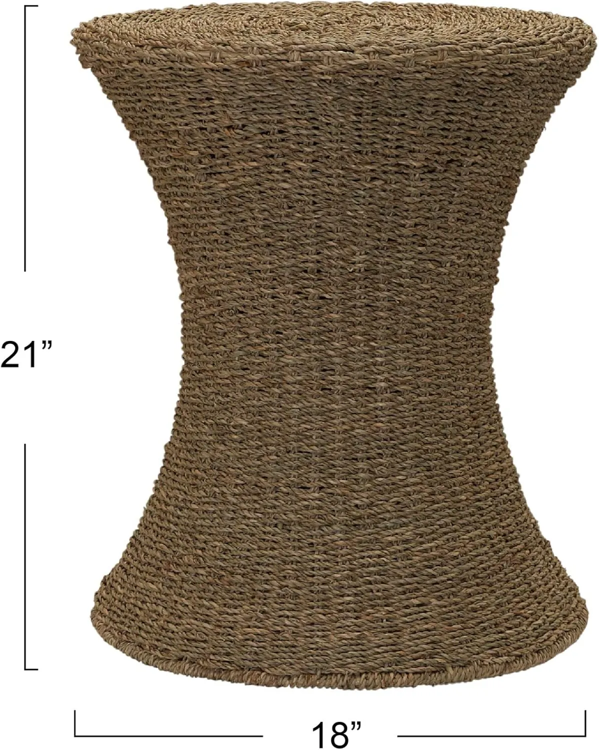 Household Essentials Handwoven Seagrass Wicker Stool with Hourglass Shape, Natural
