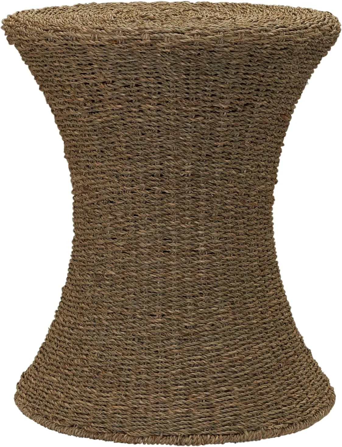 Household Essentials Handwoven Seagrass Wicker Stool with Hourglass Shape, Natural