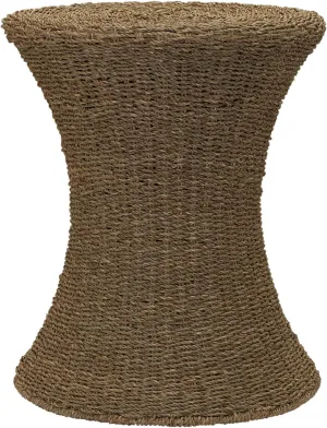 Household Essentials Handwoven Seagrass Wicker Stool with Hourglass Shape, Natural