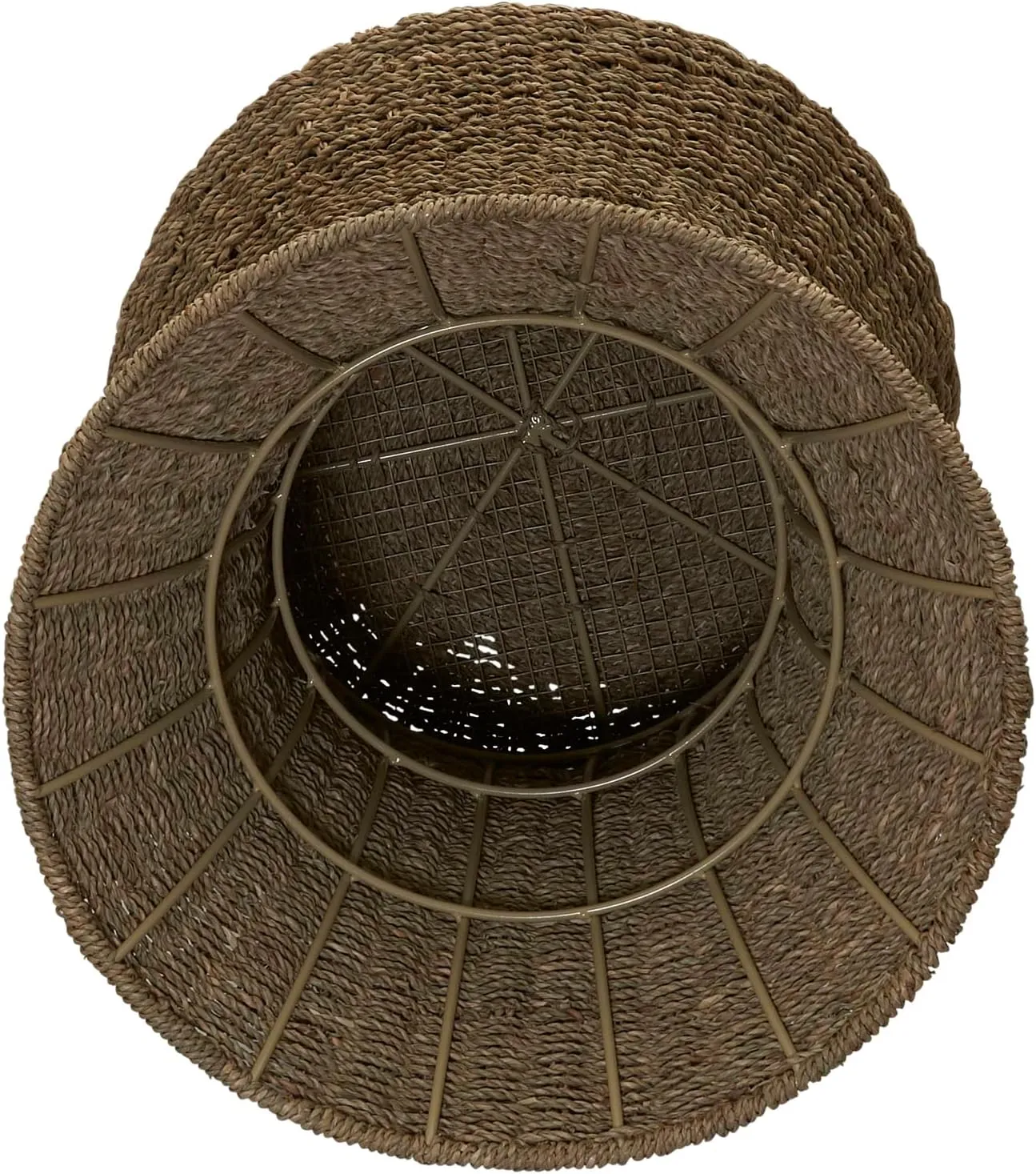 Household Essentials Handwoven Seagrass Wicker Stool with Hourglass Shape, Natural