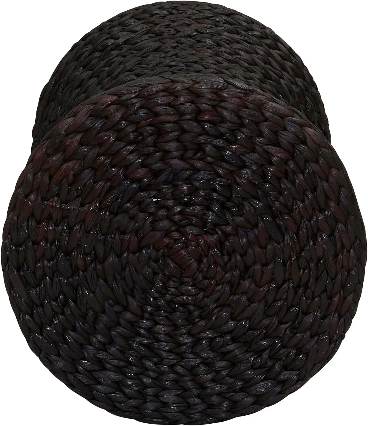 Household Essentials Handwoven Water Hyacinth Wicker Stool with Hourglass Shape, Black