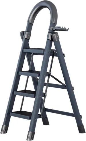 Household Foldable Portable Pedal Ladder Multi-Functional Load-Bearing Climbing Ladder/Flower Stand, Multi-Color Optional, 4-Step Ladder / 5-Step Ladder (Color : Grey, Size : 4 Step Ladder)