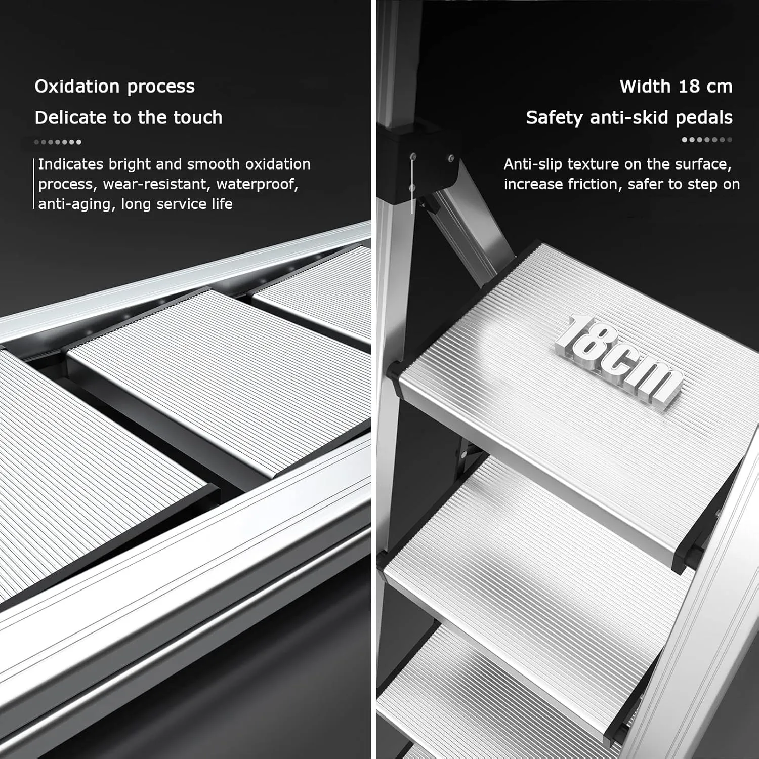 Household with Retractable handrails Multifunctional Climbing Ladder Light Aluminum Alloy Folding Herringbone Ladder (Color : Silver Color, Size : 106CM)