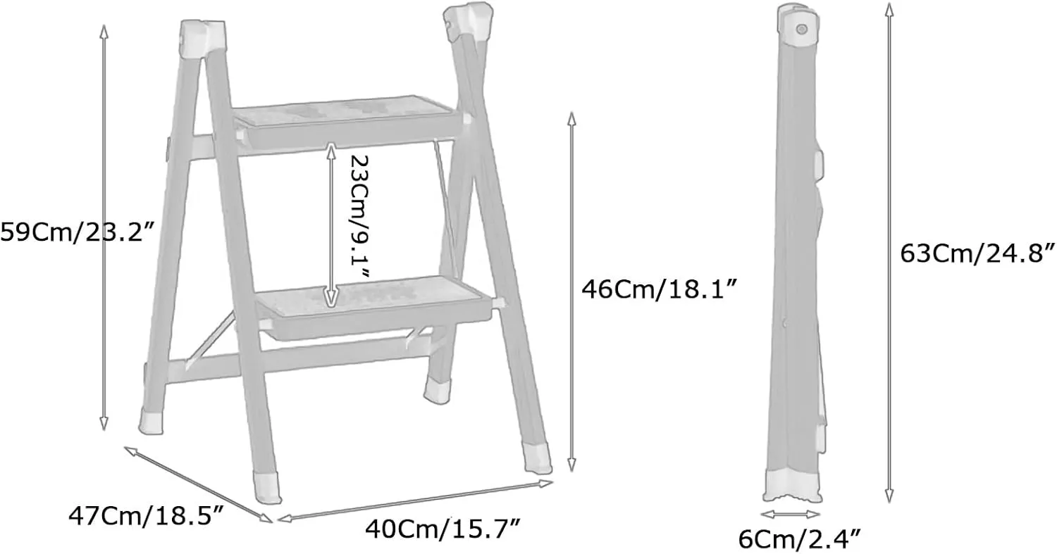 Household Wood Grain Ladder Foldable Balcony Flower Stand Multi-Functional 2-Step ladder/3-step Ladder (Color : B, Size : 2 Step Ladder)