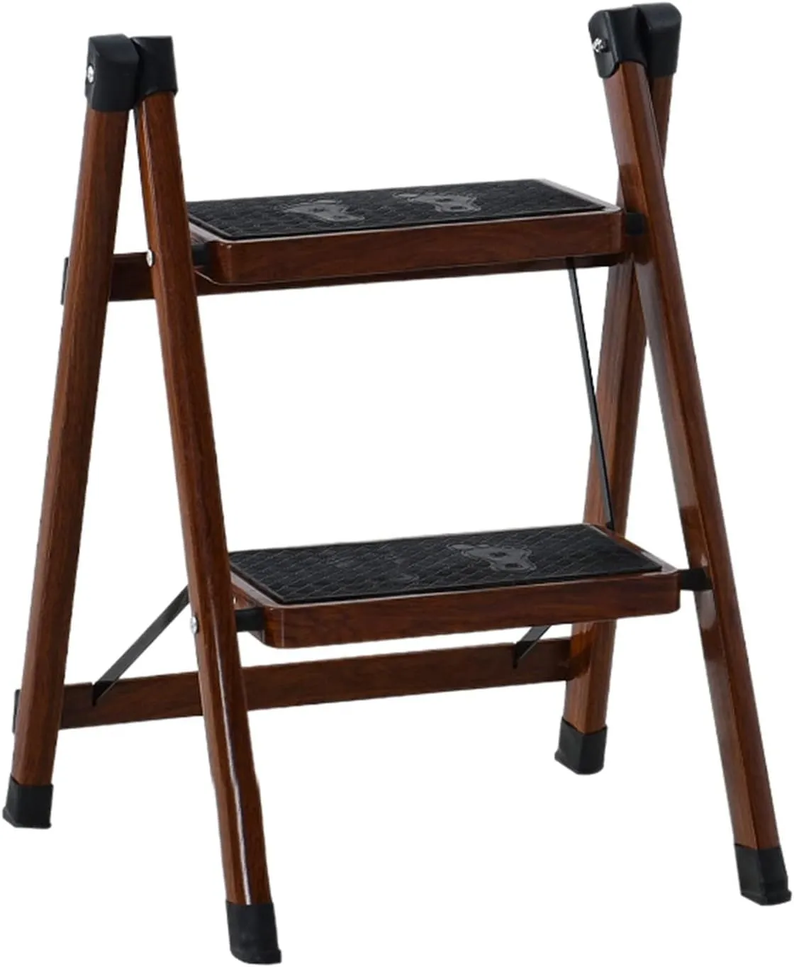 Household Wood Grain Ladder Foldable Balcony Flower Stand Multi-Functional 2-Step ladder/3-step Ladder (Color : B, Size : 2 Step Ladder)