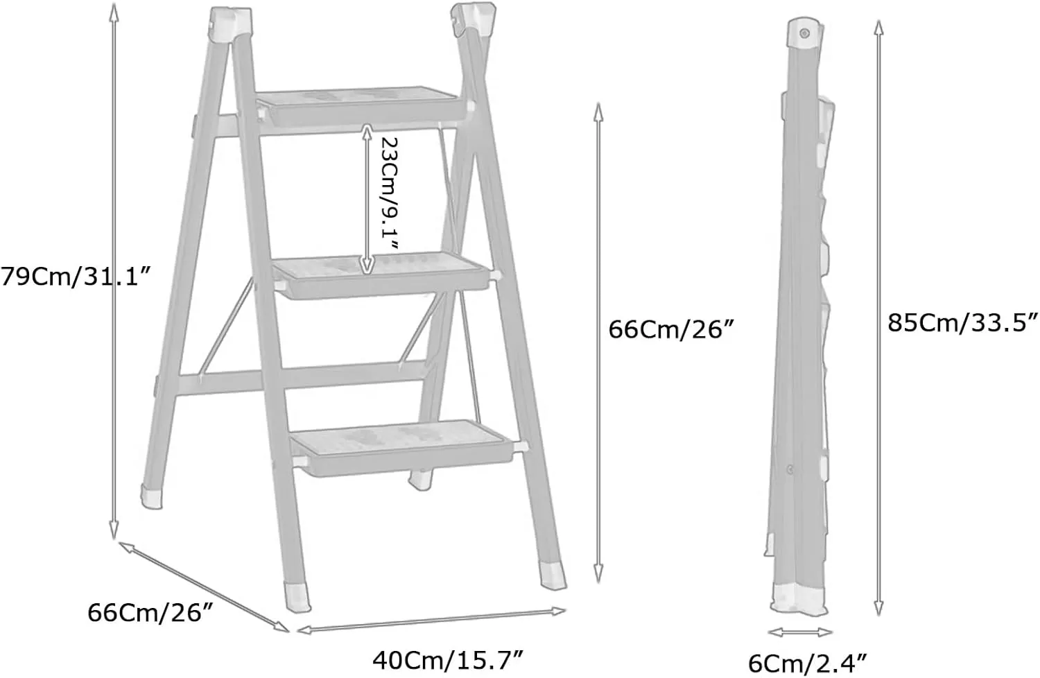 Household Wood Grain Ladder Foldable Balcony Flower Stand Multi-Functional 2-Step ladder/3-step Ladder (Color : B, Size : 3 Step Ladder)