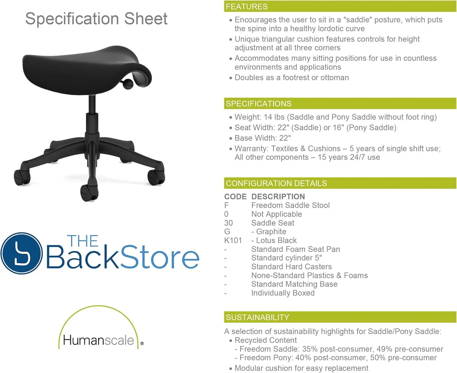 Humanscale Freedom Saddle Stool Chair - Graphite Frame with White Lotus Fabric - Standard Carpet Casters