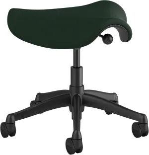 Humanscale Freedom Saddle Stool Seat Chair F300 - Graphite Frame Balsam Dark Green Corde 4 Textile F300GCF43 - Soft Hard Floor Casters