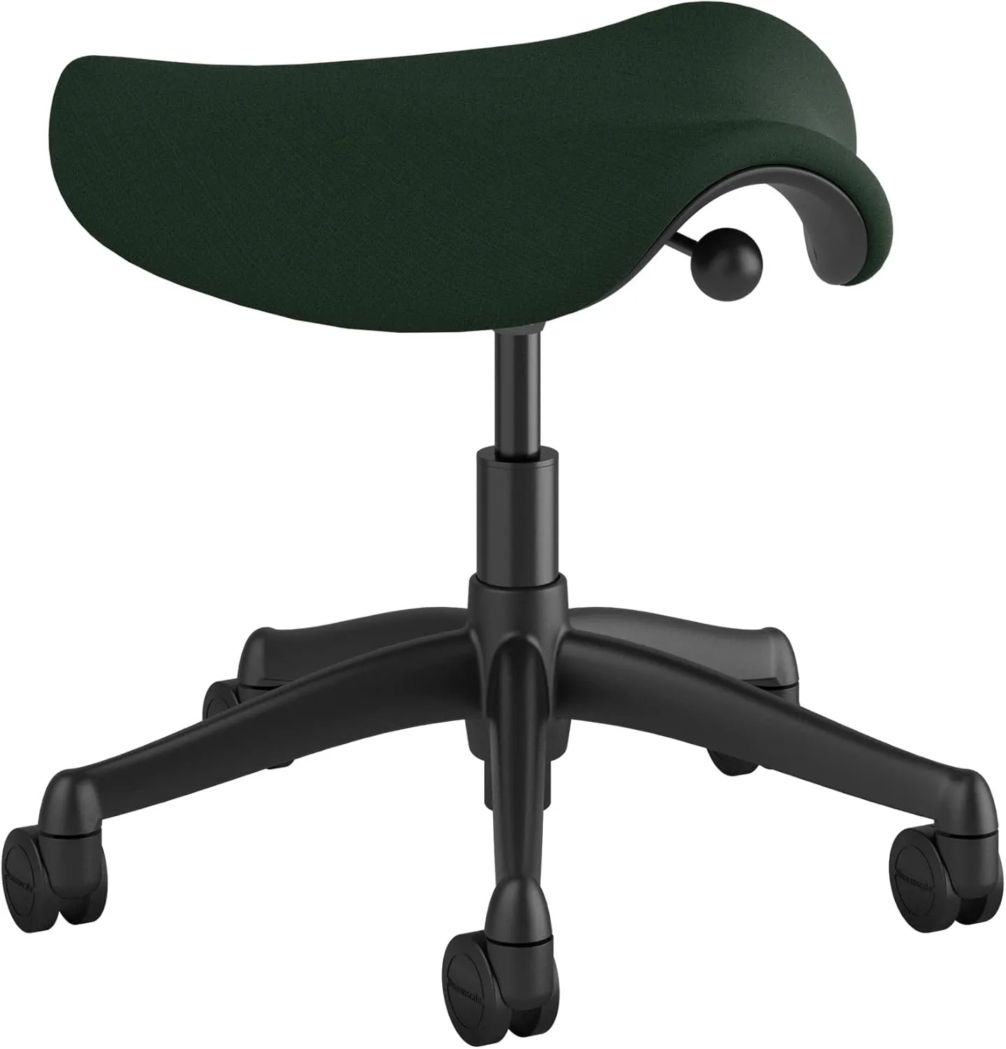 Humanscale Freedom Saddle Stool Seat Chair F300 - Graphite Frame Balsam Dark Green Corde 4 Textile F300GCF43 - Soft Hard Floor Casters