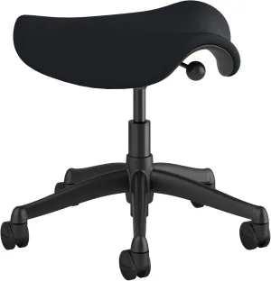 Humanscale Freedom Saddle Stool Seat Chair F300 - Graphite Frame Navy Blue Corde 4 Textile F300GCF57 - Soft Hard Floor Casters