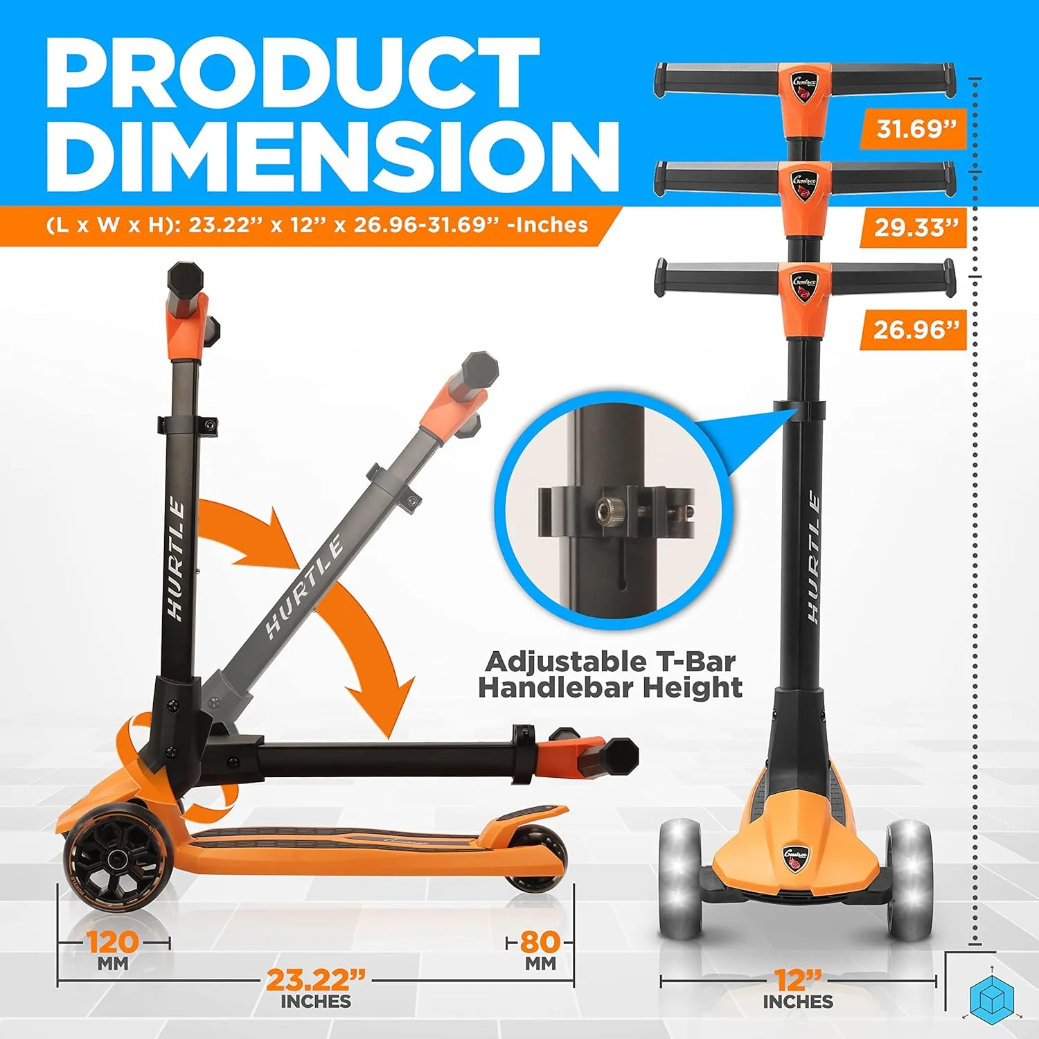 Hurtle Kids Scooter - Child Toddler Kick Scooter Toy