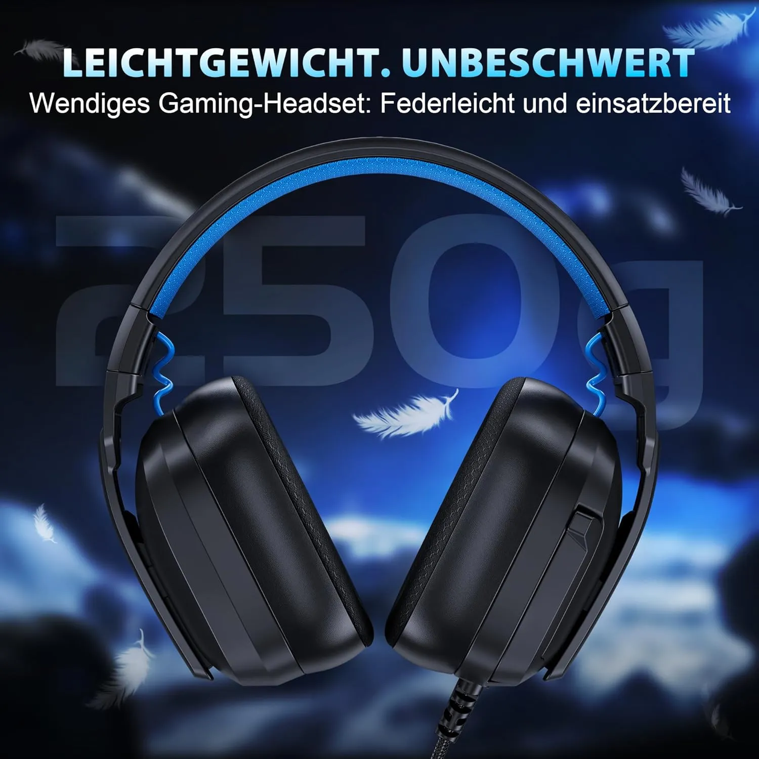 HW11 Gaming Headset for PS4,PS5,Xbox Series X,PC,Switch,Gaming Headphones with Noise Canceling Microphone,Computer Headset with 3.5mm Audio Jack,Folding Design (Black/Blue)