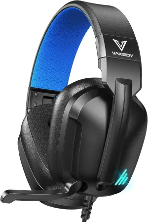 HW11 Gaming Headset for PS4,PS5,Xbox Series X,PC,Switch,Gaming Headphones with Noise Canceling Microphone,Computer Headset with 3.5mm Audio Jack,Folding Design (Black/Blue)