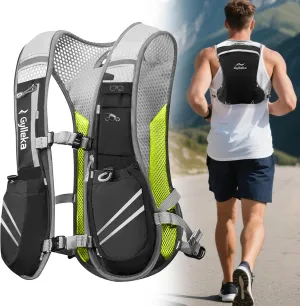 Hydration Running Vest with Multiple Pockets & Breathable and Lightweight, Sunglasses Strap, Reflective Strips for Trail Running Hiking Marathon Cycling