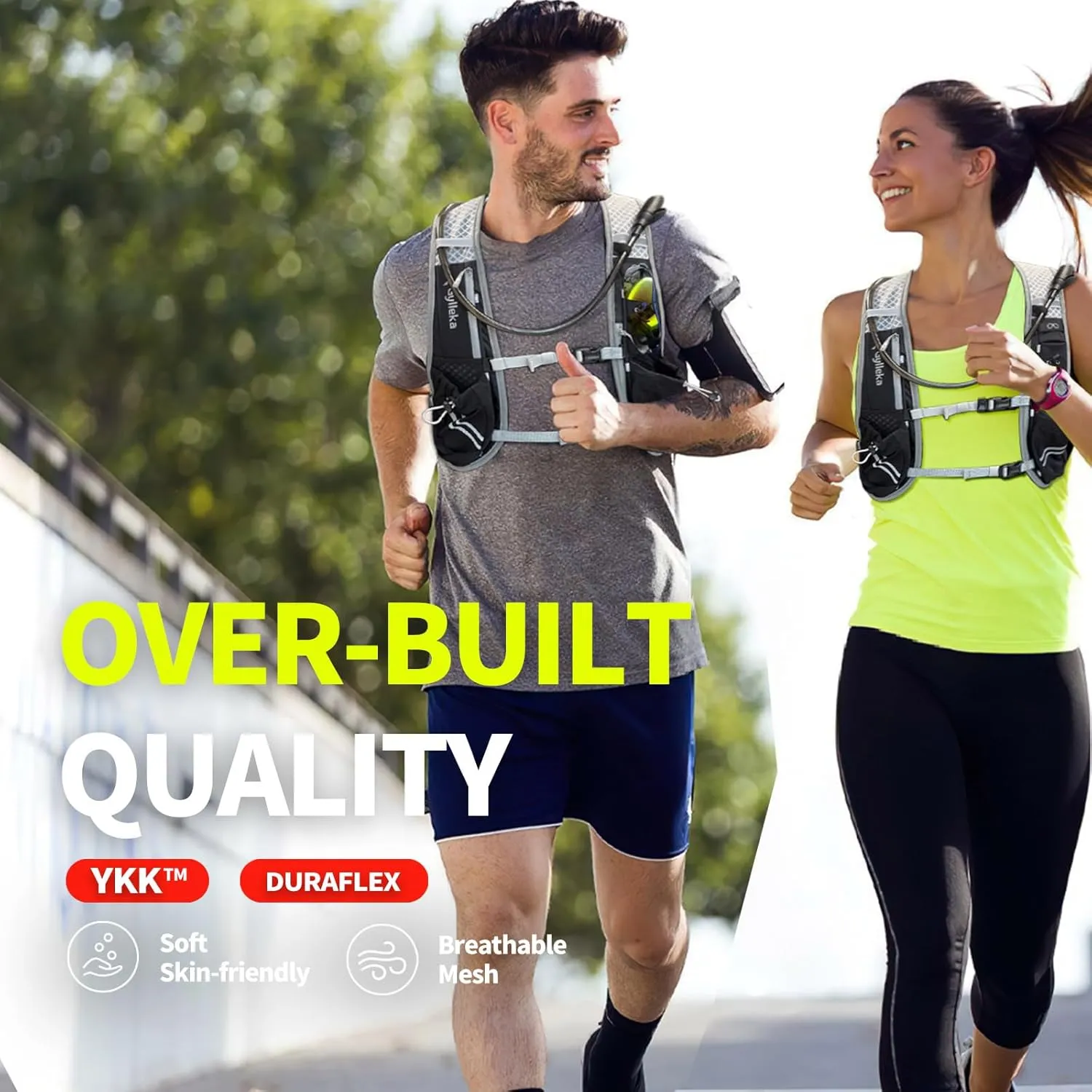 Hydration Running Vest with Multiple Pockets & Breathable and Lightweight, Sunglasses Strap, Reflective Strips for Trail Running Hiking Marathon Cycling