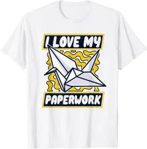 I Love My Paperwork Owl Paper Crane Folding Master Origami T-Shirt