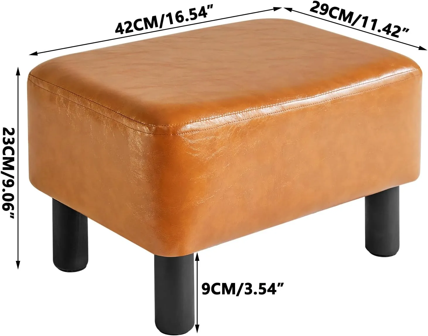 IBUYKE Small Foot Rest Ottoman, PU Faux Leather Rectangle Foot Stool with Non-Skid Plastic Legs, Small Footstool for Couch, Desk, Office RF-BD217