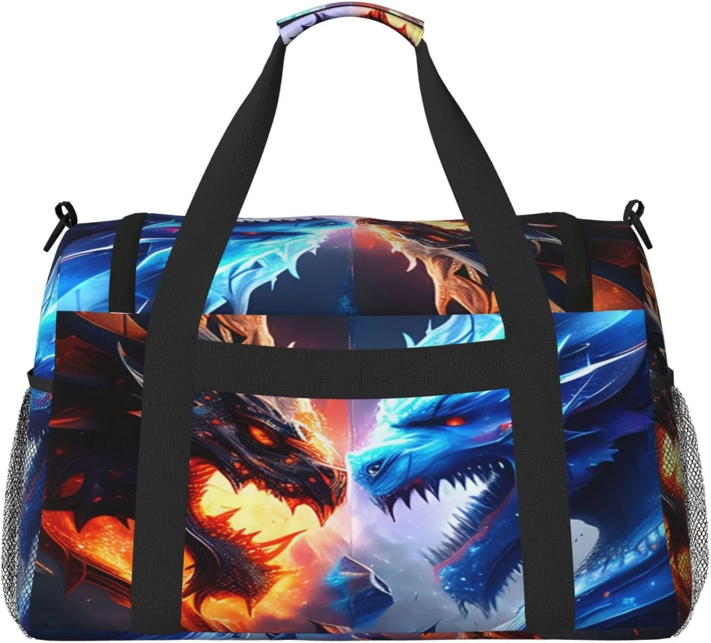 Ice And Fire Dragon Travel Duffel Bag Large Foldable Waterproof Overnight Bag For Beach Swim Bags Pool Sports Gym