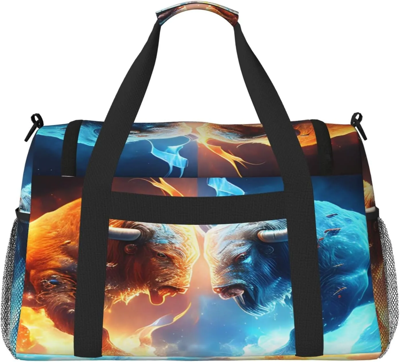 Ice And Fire Ox Travel Duffel Bag Large Foldable Waterproof Overnight Bag For Beach Swim Bags Pool Sports Gym
