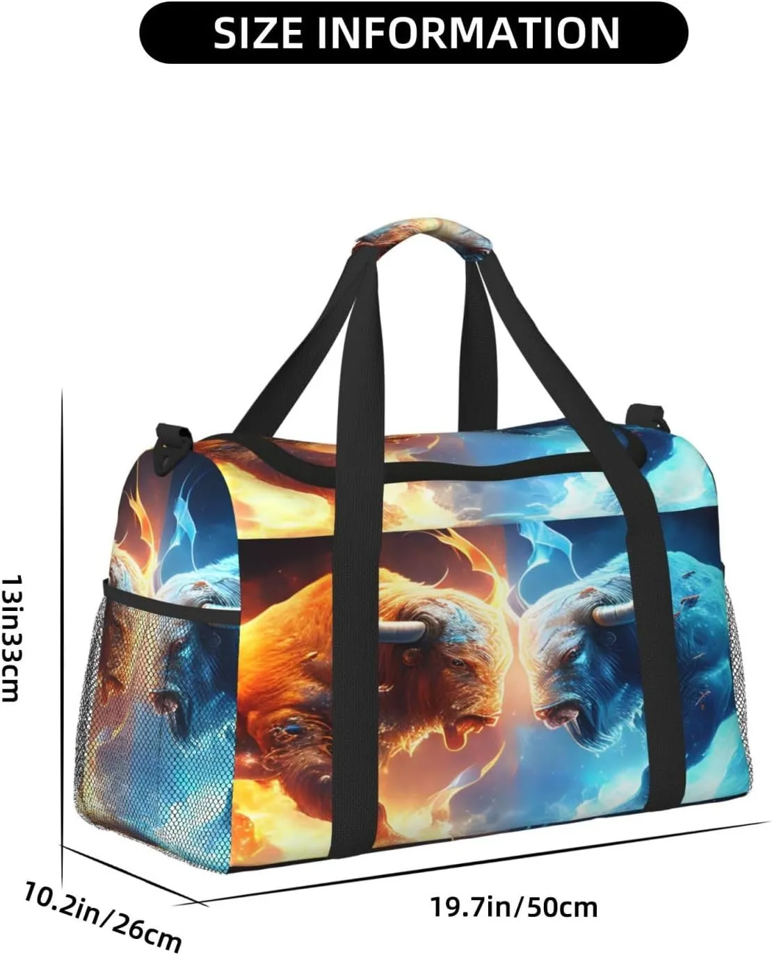 Ice And Fire Ox Travel Duffel Bag Large Foldable Waterproof Overnight Bag For Beach Swim Bags Pool Sports Gym