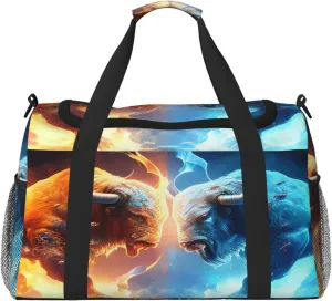 Ice And Fire Ox Travel Duffel Bag Large Foldable Waterproof Overnight Bag For Beach Swim Bags Pool Sports Gym