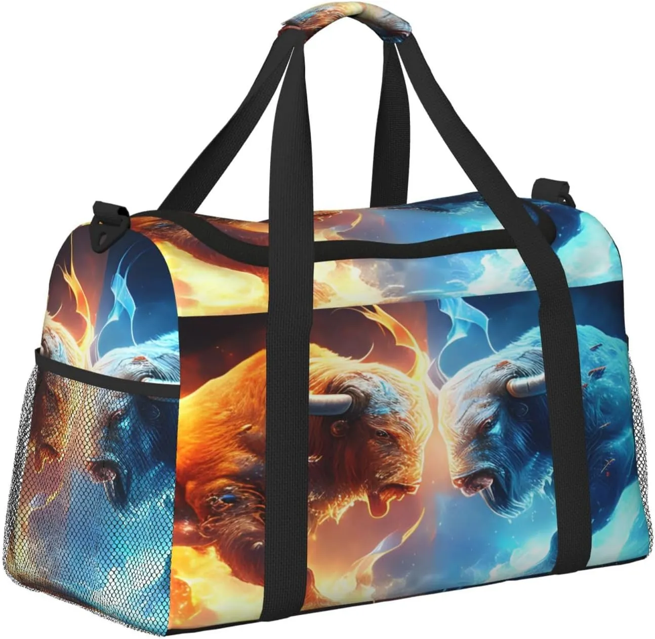 Ice And Fire Ox Travel Duffel Bag Large Foldable Waterproof Overnight Bag For Beach Swim Bags Pool Sports Gym