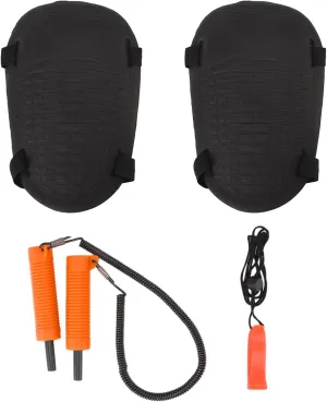 Ice Fishing Safety Kit, Retractable Ice Picks, Hard EVA Knee Pads, and Non Nuclear Whistle for Winter Adventures(Orange)