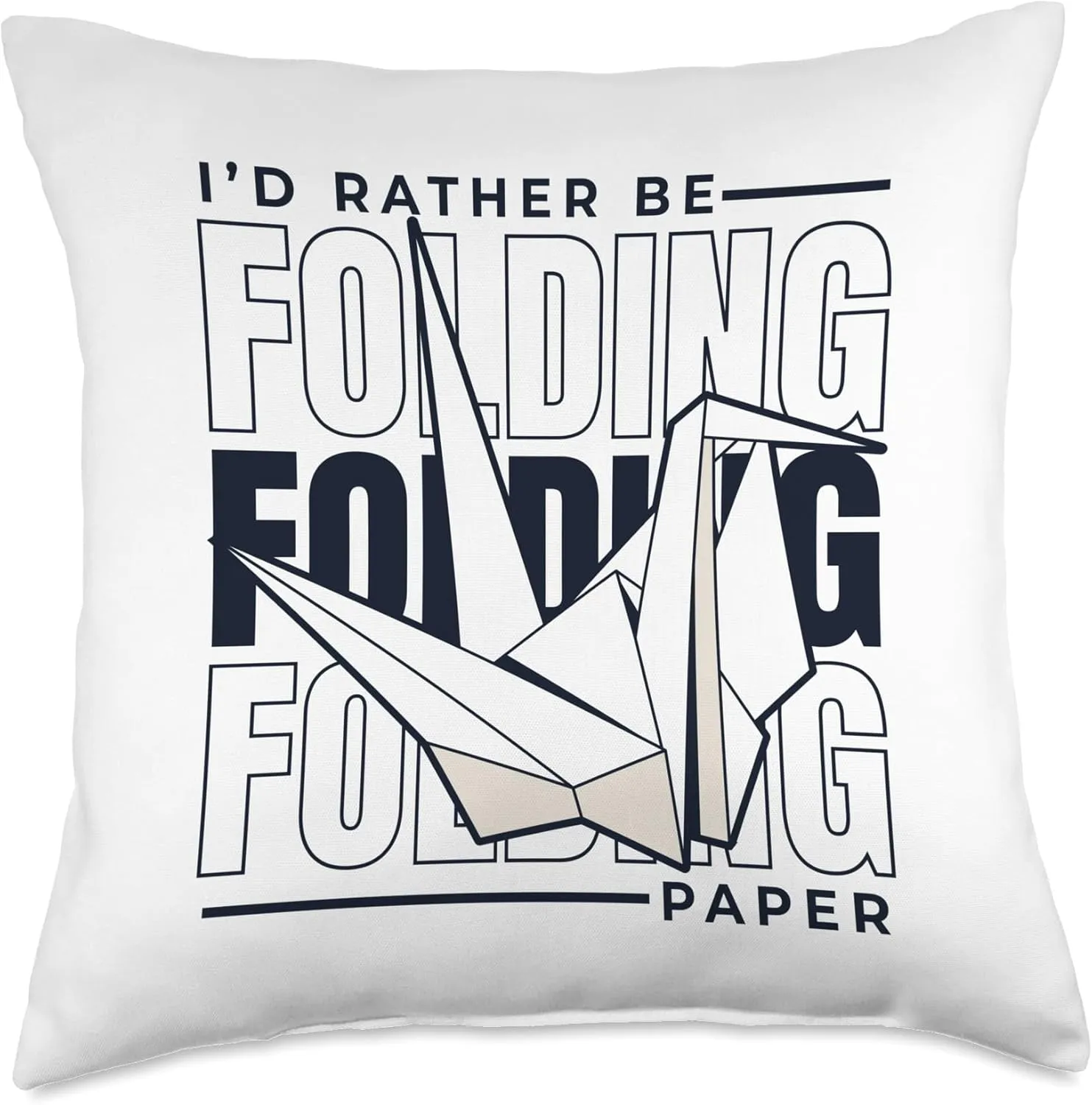 I'd Rather Paper Crane Folding Owl Origami Throw Pillow, 18x18, Multicolor