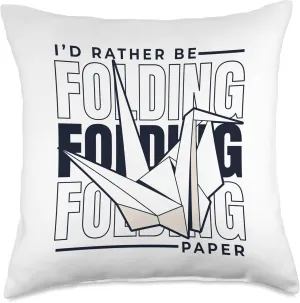 I'd Rather Paper Crane Folding Owl Origami Throw Pillow, 18x18, Multicolor