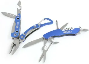 IIVVERR Blue Metal Handle Cutter Opener Saw Scissors Multifunction Folding Plier (Abrelatas de metal azul Cortador Abrelatas Tijeras Multifunción Alicate plegable