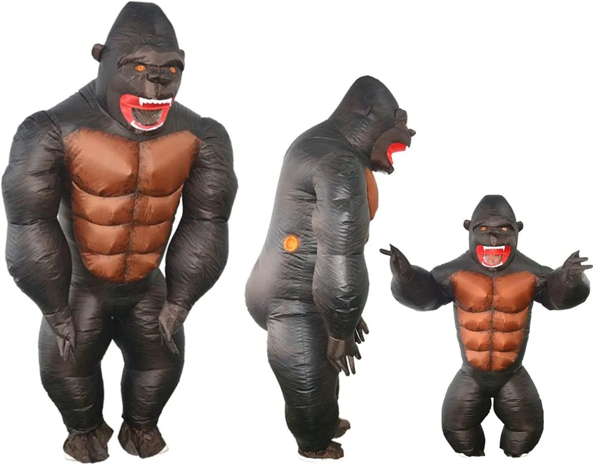 Inflatable Costume Gorilla Monkey Full Body Naughty Funny Costume Suit for Halloween Party Adult Child Toddler Size