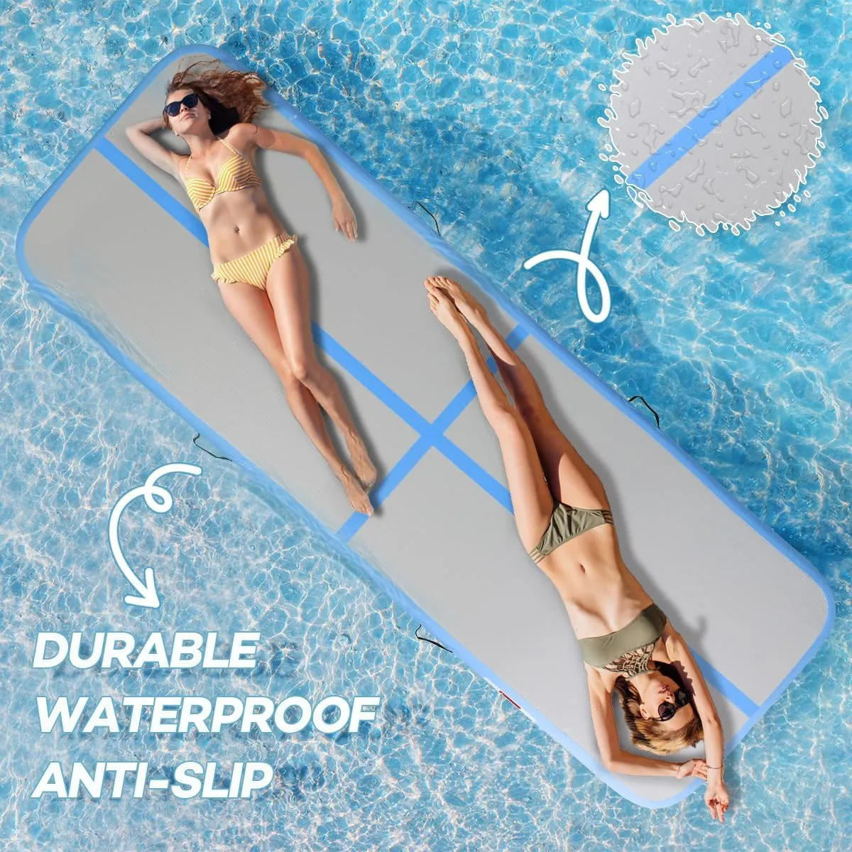 Inflatable Gymnastics Air Tumbling Track Mat 6ft 10ft 13ft 16ft 20ft, Air Tumble Track Mat with Electric Air Pump for Kids Adults Home Outdoor Training Cheerleader Yoga Water Park