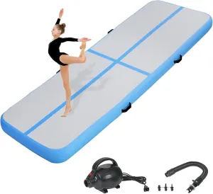 Inflatable Gymnastics Air Tumbling Track Mat 6ft 10ft 13ft 16ft 20ft, Air Tumble Track Mat with Electric Air Pump for Kids Adults Home Outdoor Training Cheerleader Yoga Water Park