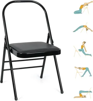 INNOLIFE Yoga Auxiliary Chair Headstand Bench Backless Portable Folding Workout Core Chair for Flexibility and Strength Training