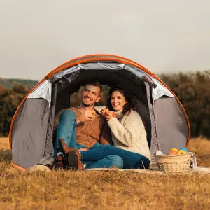 Instant Pop Up Tent 5-8 Person Family Camping Shelter with 4 Mesh Windows, Waterproof & Portable for Outdoor Adventures (Khaki)