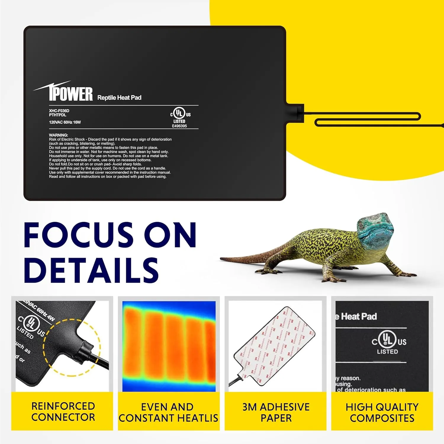 iPower 8X12 Inch Reptile Heat Pad Under Tank Heater Terrarium Warmer Heating Mat for Turtles Lizards Frogs and Other Small Animals