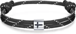 J.Endéar Nautical Bracelet Men Women Cross Jesus Fish, Handmade Paracord 925 Silver Christian Religious Spirit Jewelry for Surfer Sea Enthusiasts, Fathers Day Gift