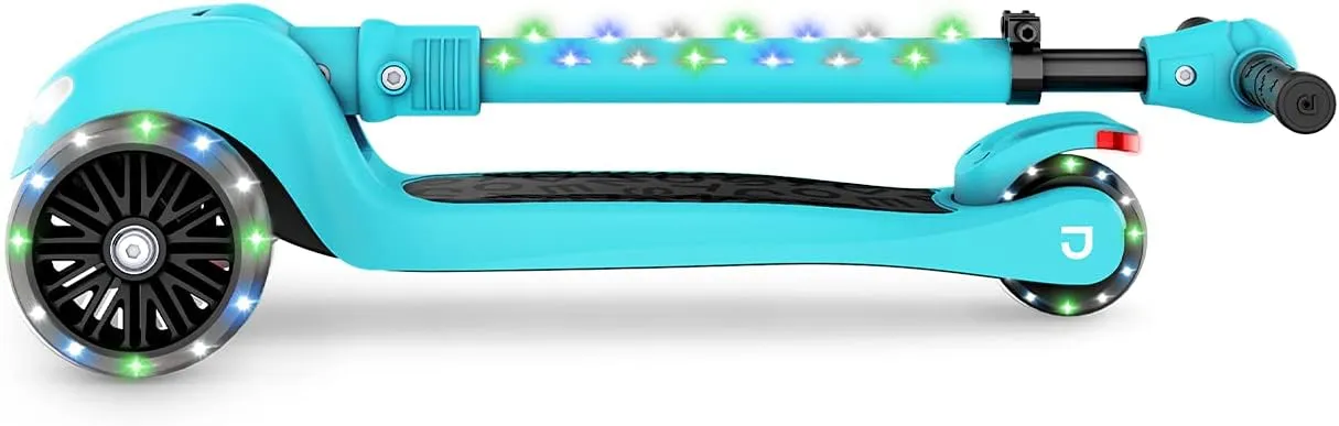 Jetson 3-Wheel Light-Up Kick Scooter, Lights on Stem & Wheels, Height Adjustable Handlebar, Rear Brake, Foldable, Ages 3 