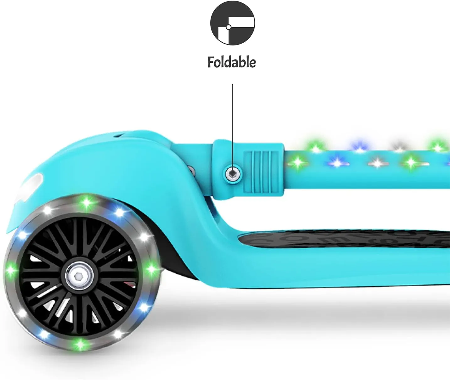 Jetson 3-Wheel Light-Up Kick Scooter, Lights on Stem & Wheels, Height Adjustable Handlebar, Rear Brake, Foldable, Ages 3 