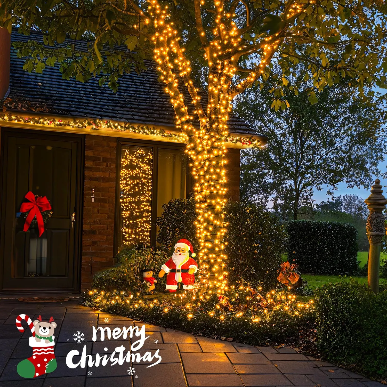 JMEXSUSS Solar String Lights Outdoor Waterproof, Total 66 FT 200 LED Solar Twinkle Lights Outdoor, Solar Christmas Light for Outside Tree Garden Yard Decor(Warm White)