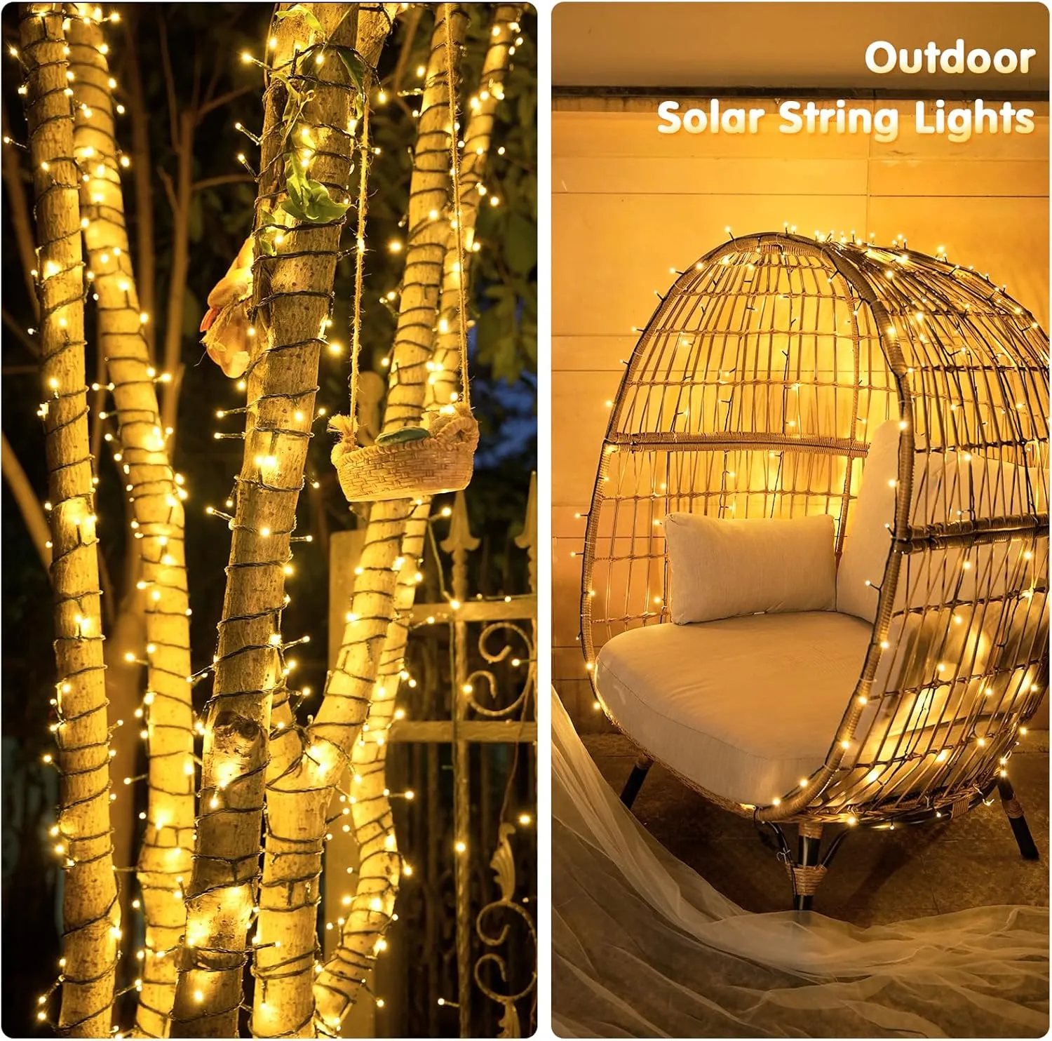 JMEXSUSS Solar String Lights Outdoor Waterproof, Total 66 FT 200 LED Solar Twinkle Lights Outdoor, Solar Christmas Light for Outside Tree Garden Yard Decor(Warm White)
