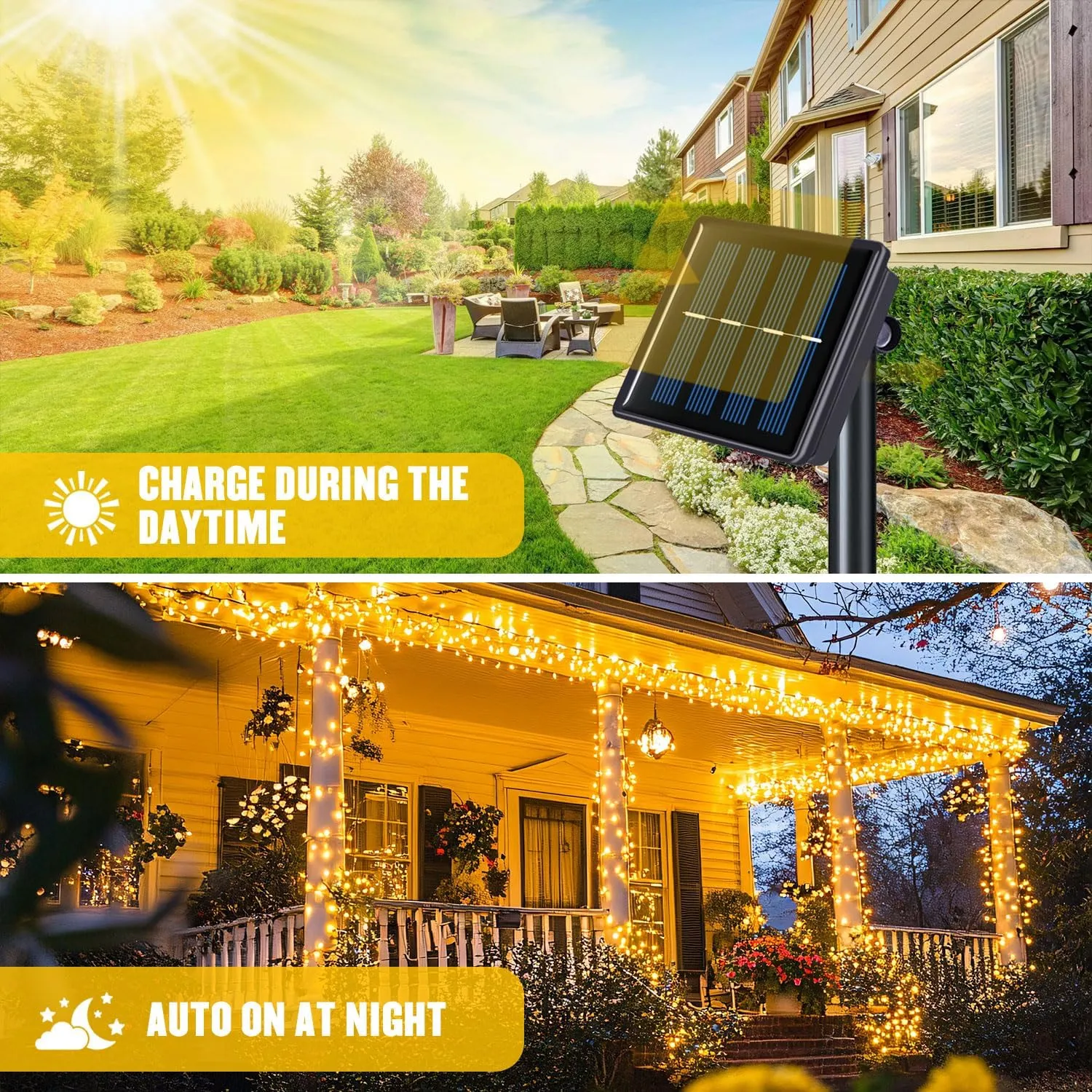 JMEXSUSS Solar String Lights Outdoor Waterproof, Total 66 FT 200 LED Solar Twinkle Lights Outdoor, Solar Christmas Light for Outside Tree Garden Yard Decor(Warm White)