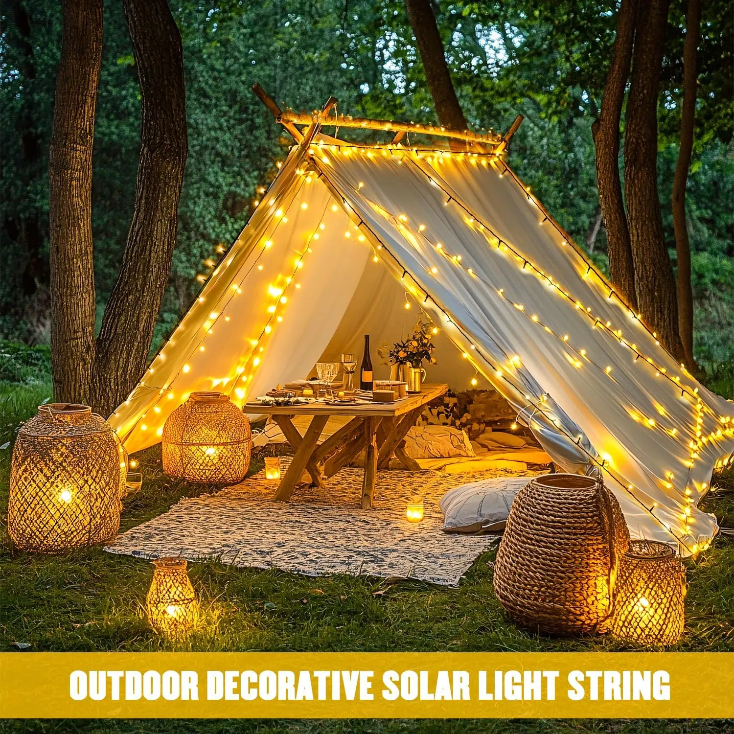 JMEXSUSS Solar String Lights Outdoor Waterproof, Total 66 FT 200 LED Solar Twinkle Lights Outdoor, Solar Christmas Light for Outside Tree Garden Yard Decor(Warm White)