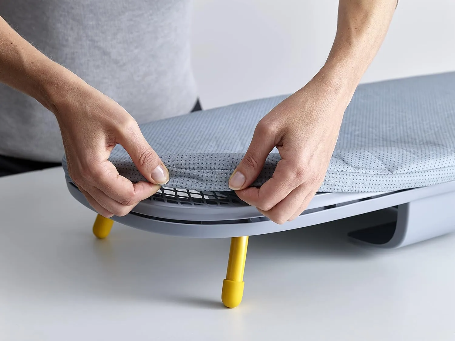 Joseph Joseph Pocket Folding Tabletop Ironing Board with Iron Holder and wall mount, Compact Space-Saving , Grey/Yellow