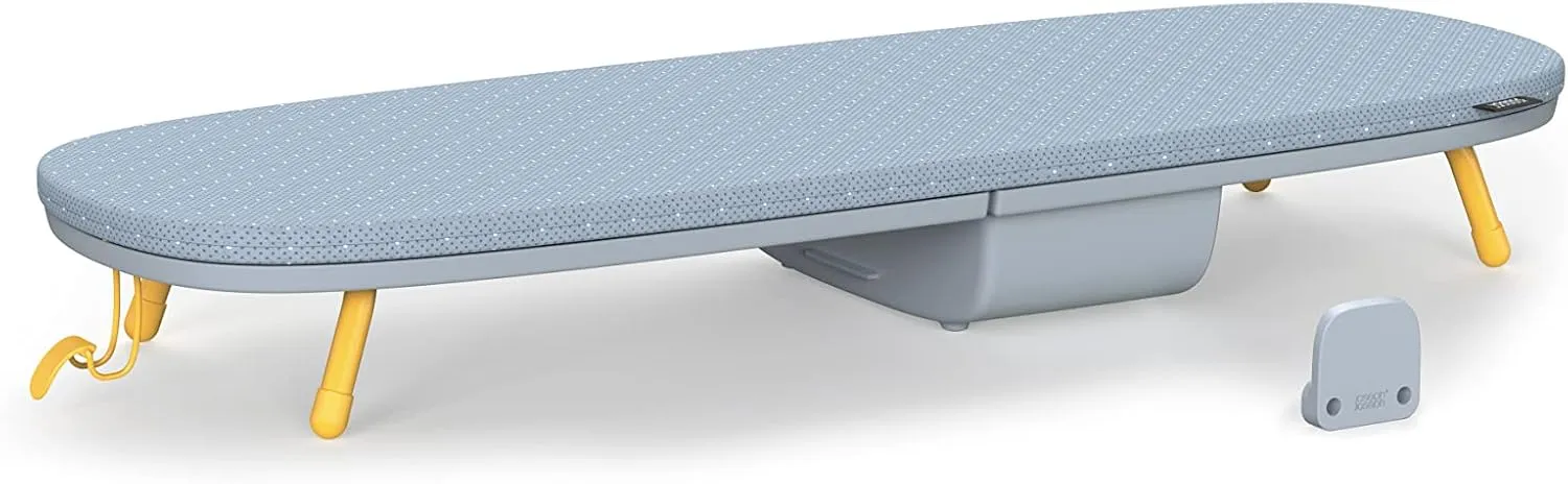 Joseph Joseph Pocket Folding Tabletop Ironing Board with Iron Holder and wall mount, Compact Space-Saving , Grey/Yellow